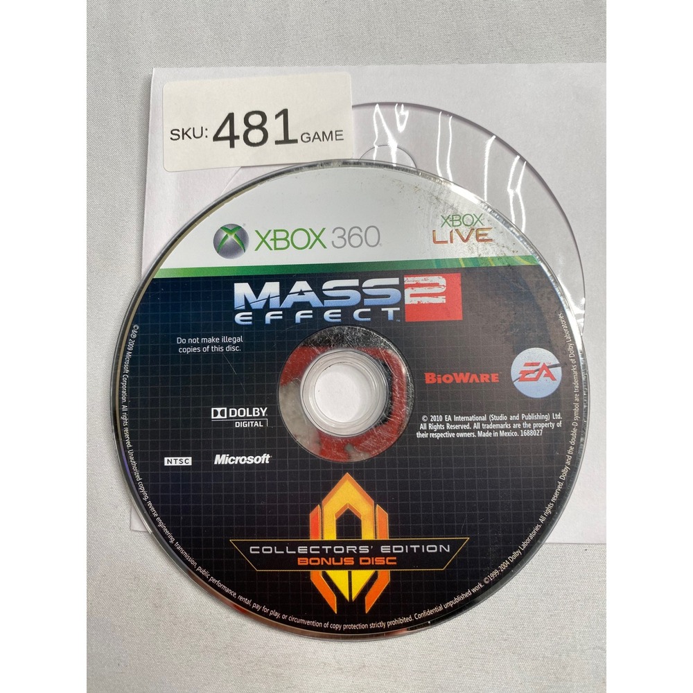 Mass Effect 2 Collectors Edition Bonus Disc Xbox 360
